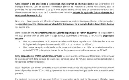 Communiqué NOVELAB annonçant la fin temporaire du mouvement de grève et la reprise de l’activité des laboratoires.